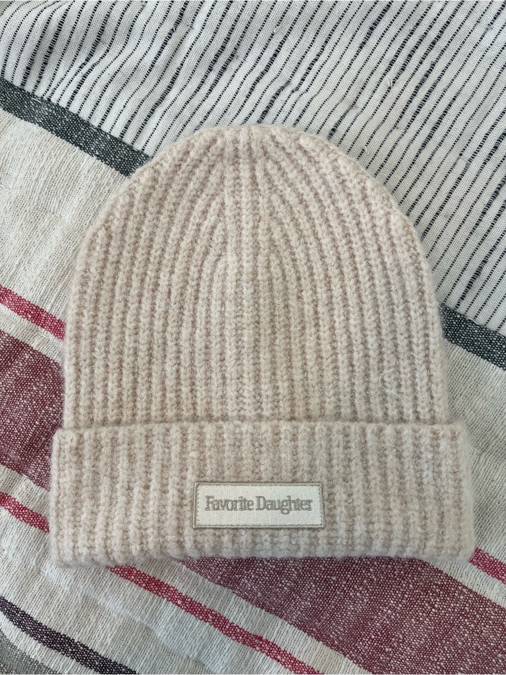 Favorite Daughter Blush Ribbed Fold-Over Beanie with Branded Patch